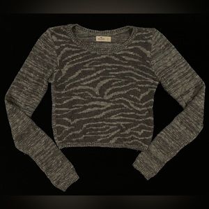 hollister gray zebra cropped knit sweater